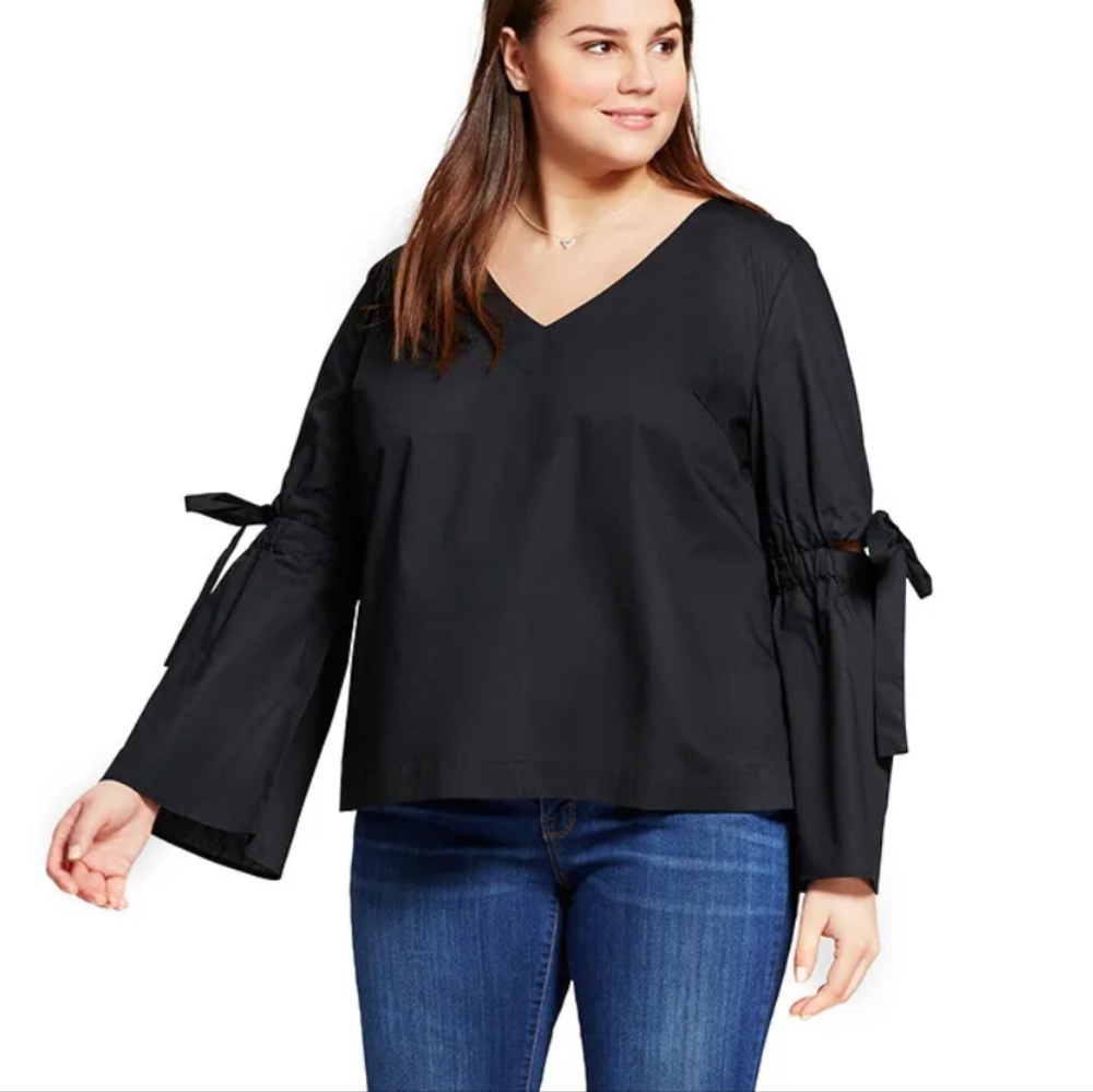 Who What Wear Black, Cotton Top, L